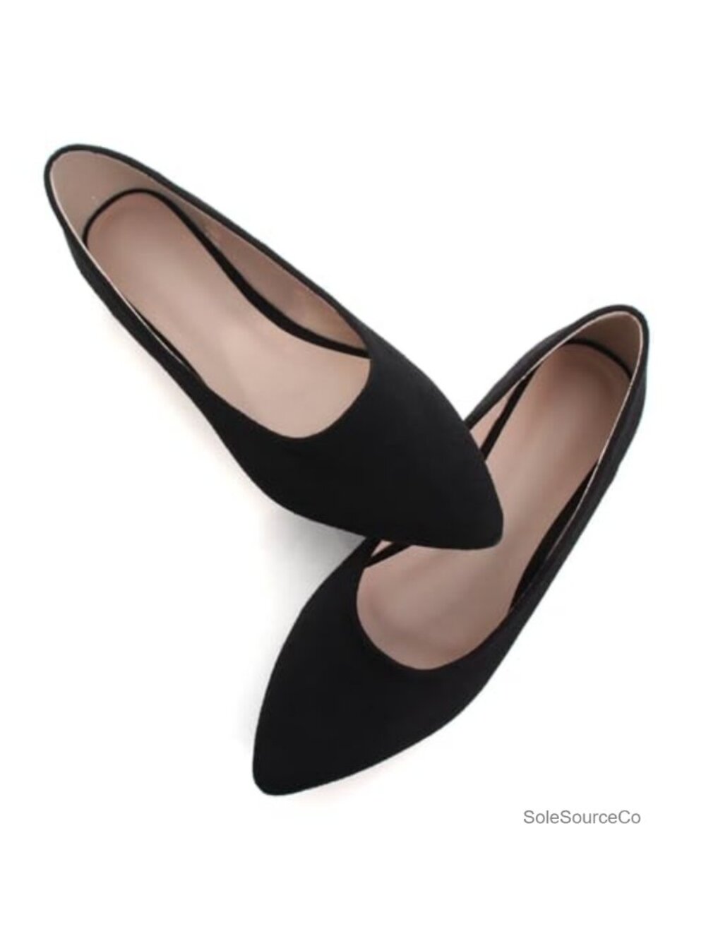 Women's Faux Suede Pointed Toe Ballet Flats - Cushioned Slip-On